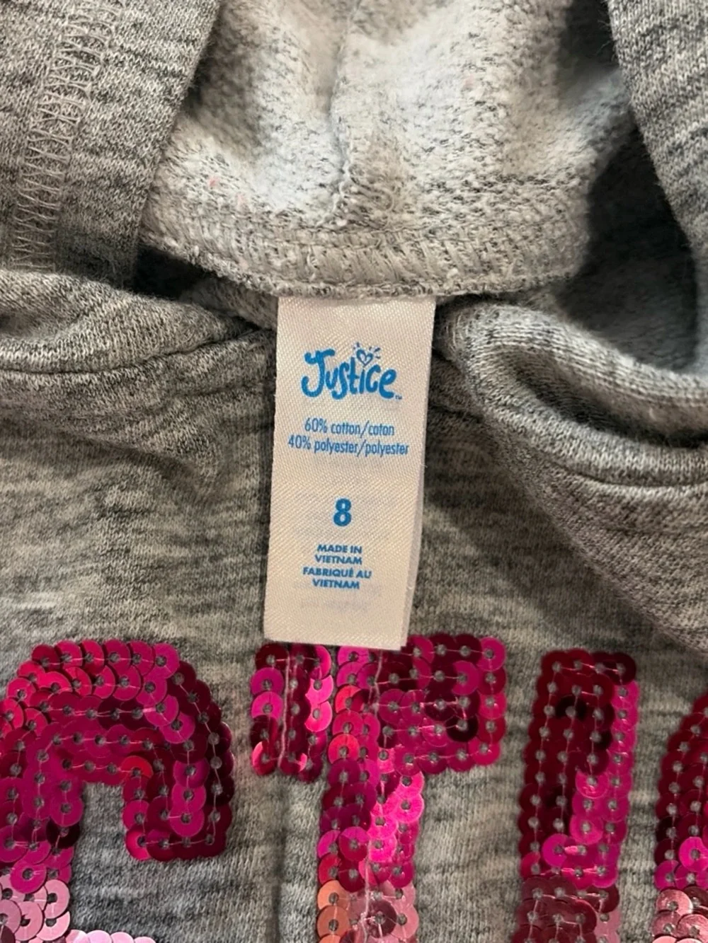 Girls Sparkly Zip Up Hooded Sweatshirt